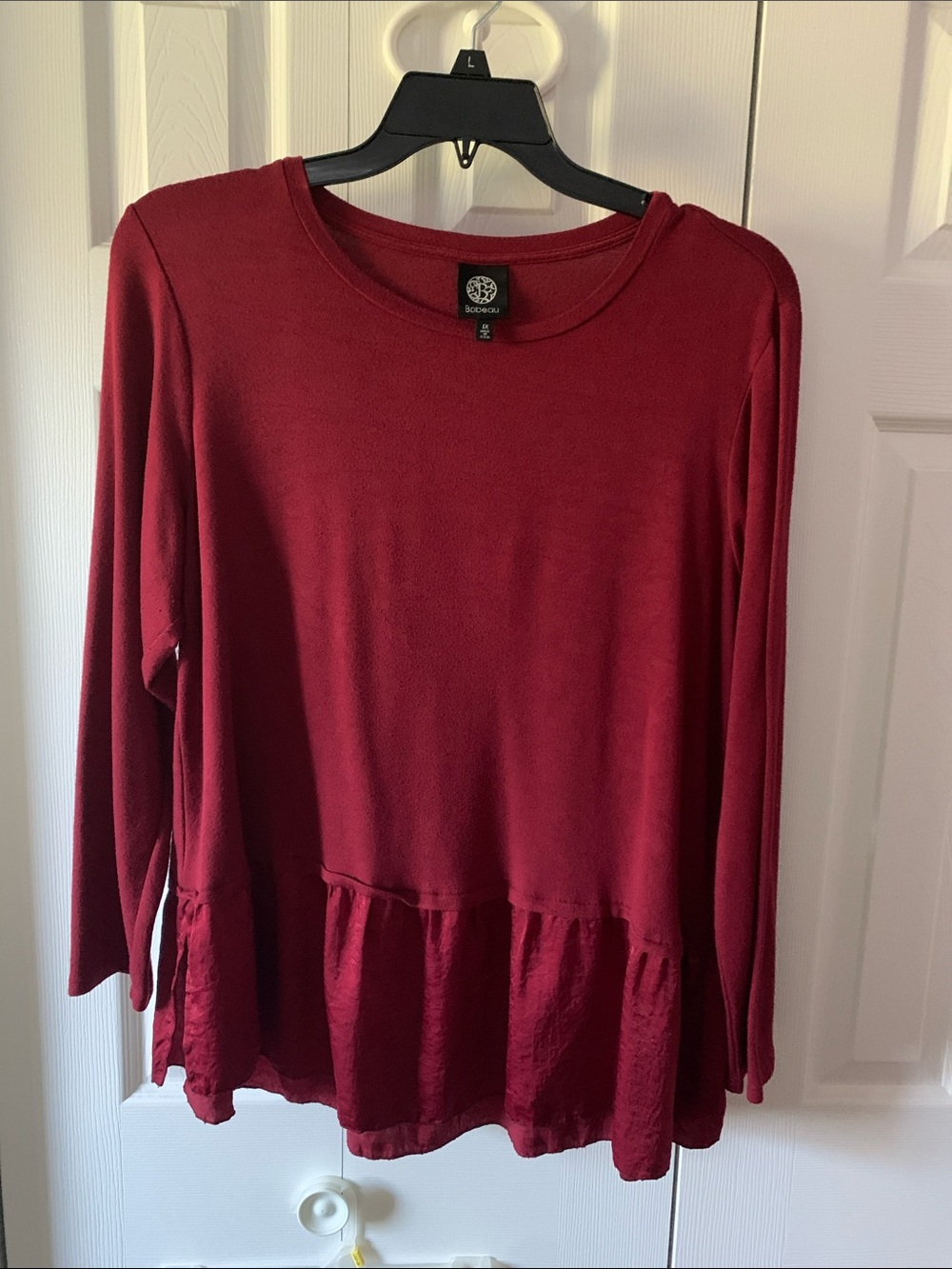 Women's Bordeaux Long-Sleeve Peplum Tee